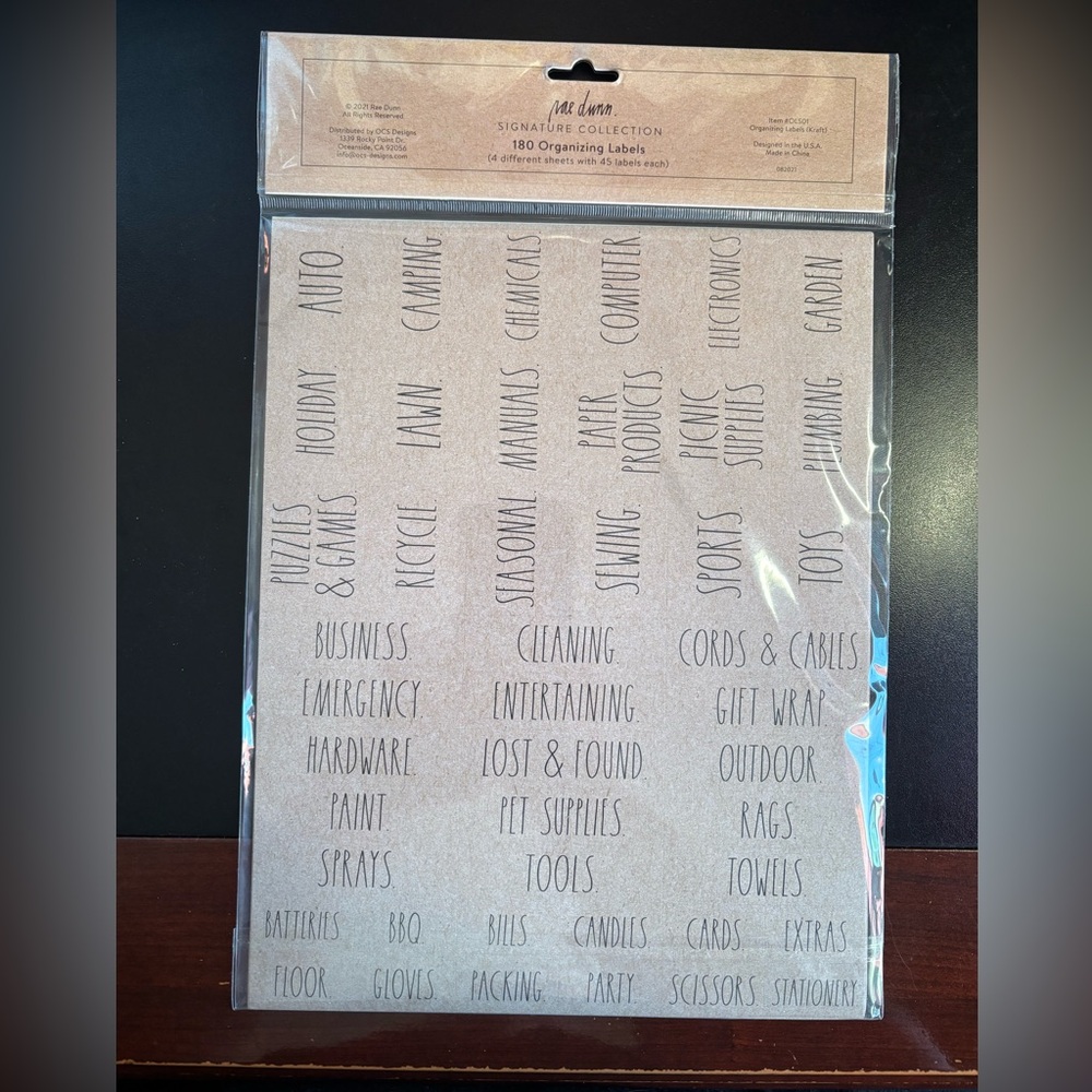 RAE DUNN Signature Collection Organizing Labels